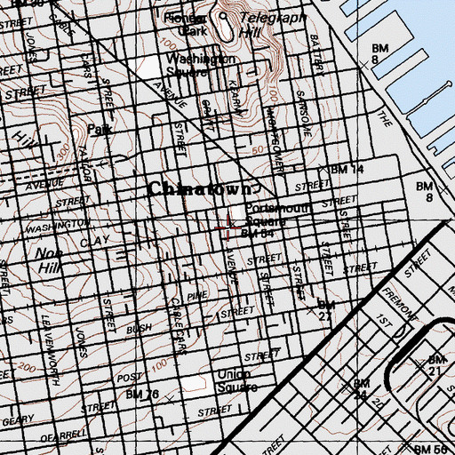 Topographic Map of Chinese Cultural and Trade Center, CA