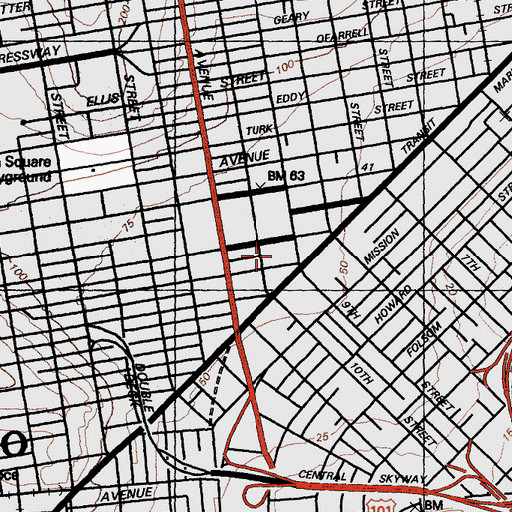 Topographic Map of Civic Center Auditorium, CA