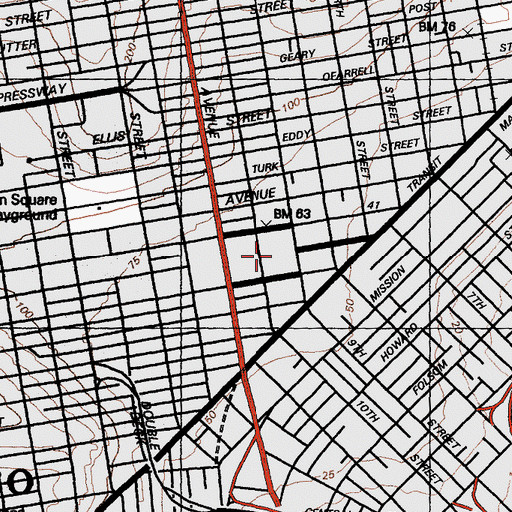 Topographic Map of Civic Center Plaza, CA