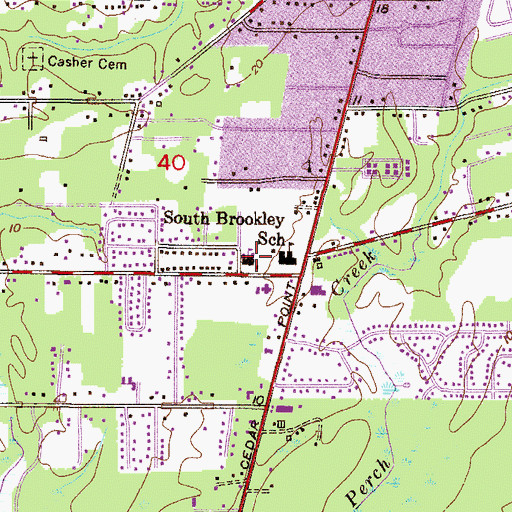 Topographic Map of South Brookley Elementary School, AL