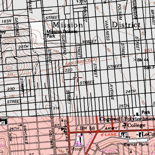 Topographic Map of Collegio De La Mission, CA