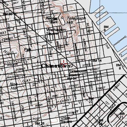 Topographic Map of Columbus Tower, CA