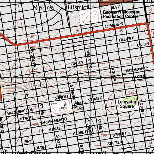 Topographic Map of Convent of the Sacred Heart, CA