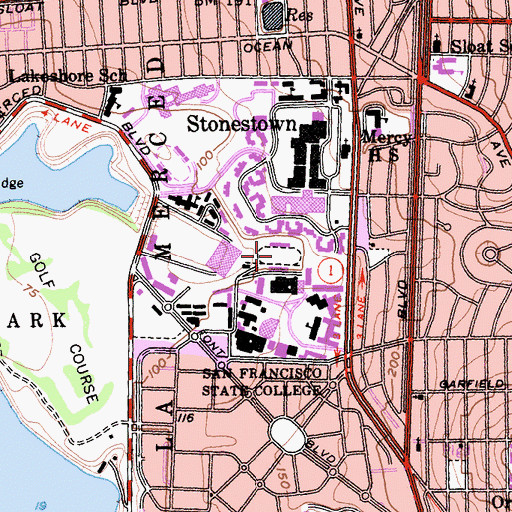 Topographic Map of Cox Stadium, CA