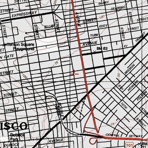 Topographic Map of Davies Symphony Hall, CA