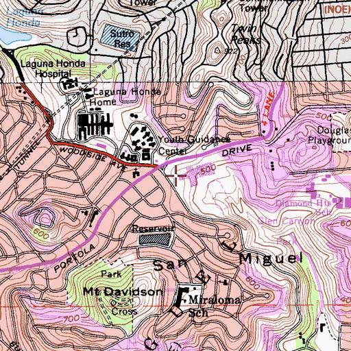 Topographic Map of Ruth Asawa School of the Arts High School, CA