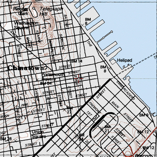 Topographic Map of Embarcadero Center, CA