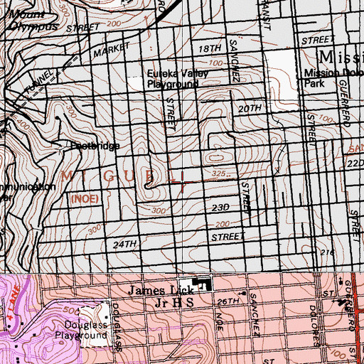 Topographic Map of Firehouse Number 44 (historical), CA