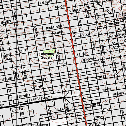 Topographic Map of First Church of Christ Scientist, CA