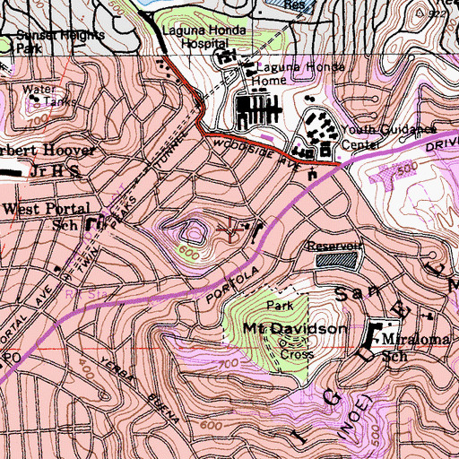 Topographic Map of First Church of the Nazarene, CA