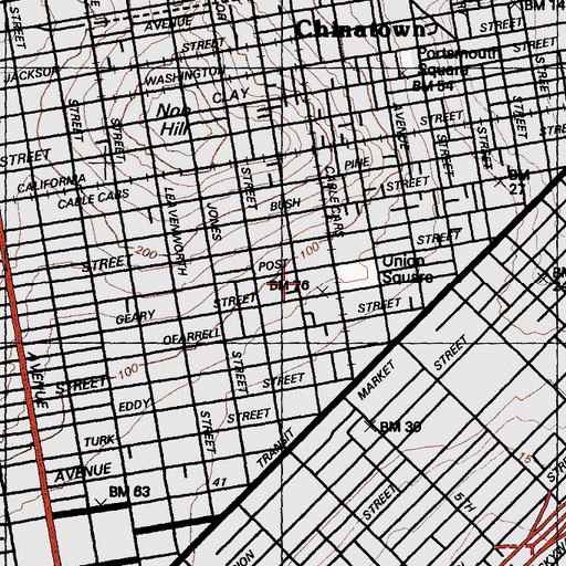 Topographic Map of First Congregational Church, CA