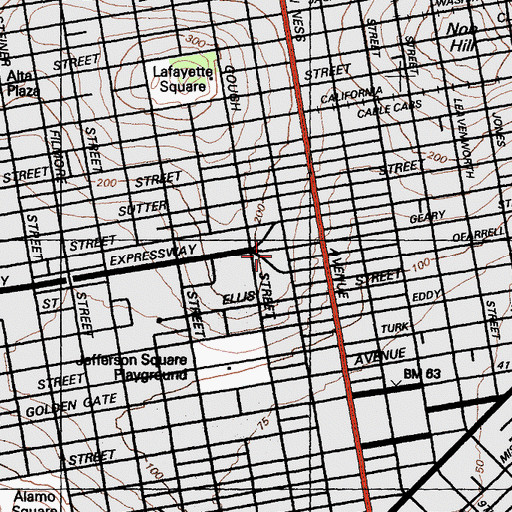 Topographic Map of First Unitarian Church, CA