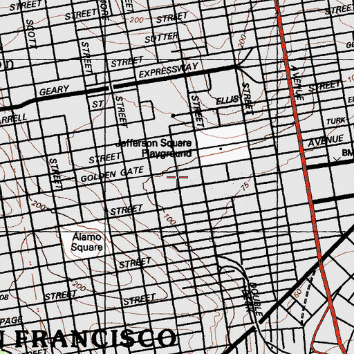 Topographic Map of Frederick Douglass Haynes Gardens, CA