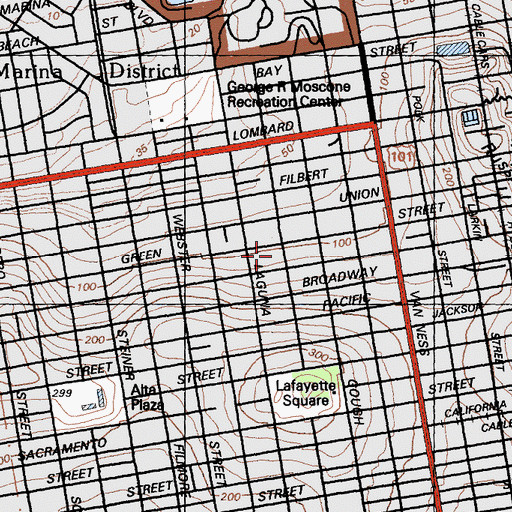 Topographic Map of Golden Gate Valley Branch Library, CA