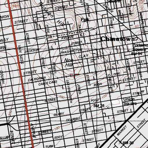 Topographic Map of Grace Cathedral, CA