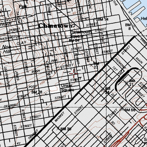 Topographic Map of Hallidie Building, CA