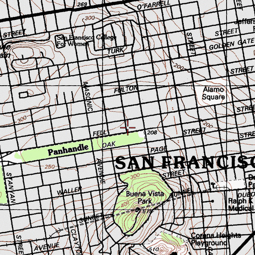 Topographic Map of Harkness Hospital (historical), CA