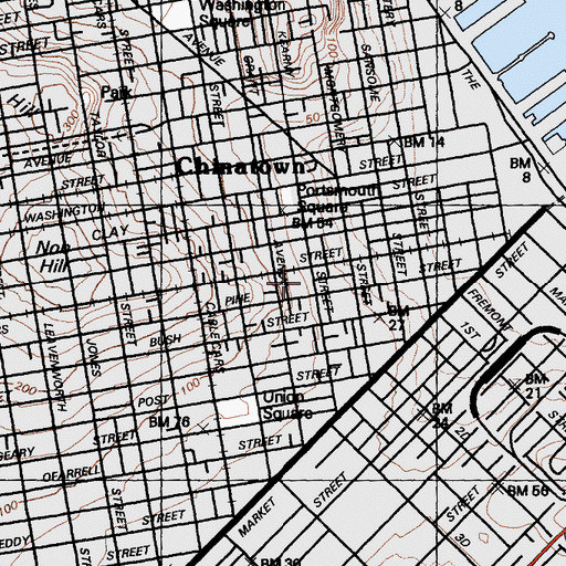 Topographic Map of Hartford Building, CA