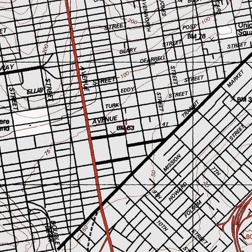 Topographic Map of University of California Hastings College of Law, CA