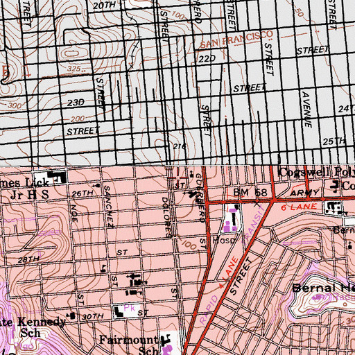 Topographic Map of Holy Innocents Episcopal Church, CA