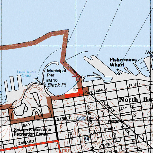 Topographic Map of Hyde Street Pier, CA
