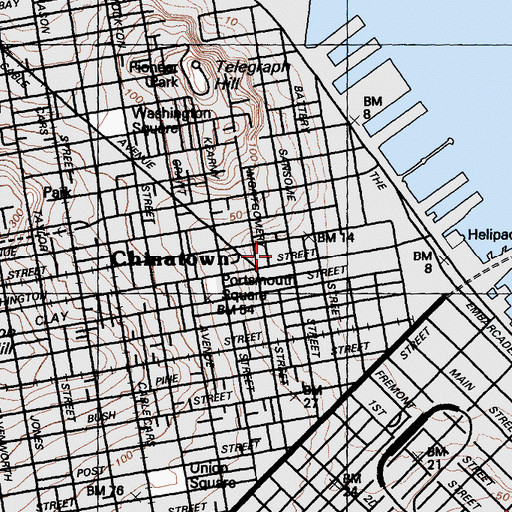 Topographic Map of Jackson Square, CA