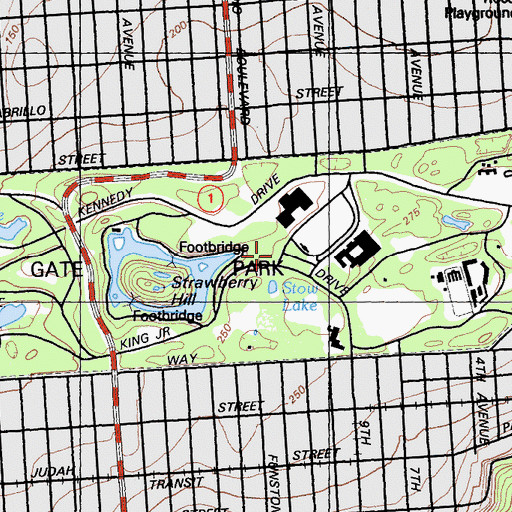 Topographic Map of Japanese Tea Garden, CA