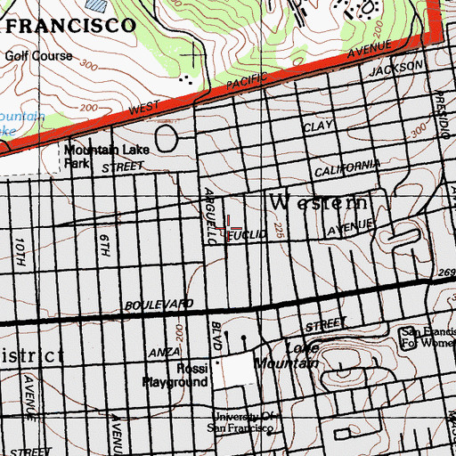 Topographic Map of Jordan Park, CA