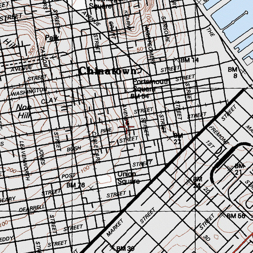 Topographic Map of Kong Chow Temple (historical), CA