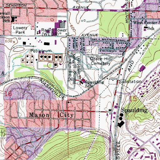 Topographic Map of Spaulding Elementary School (historical), AL