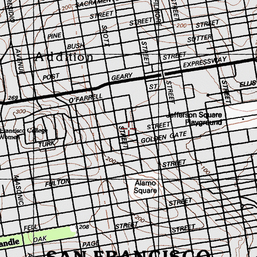 Topographic Map of Martin Luther King Square, CA