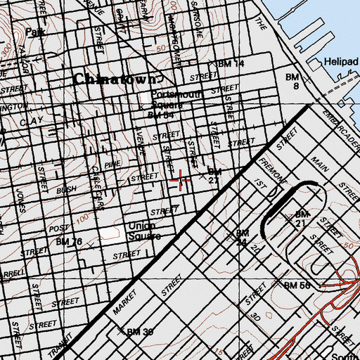 Topographic Map of Mills Building, CA