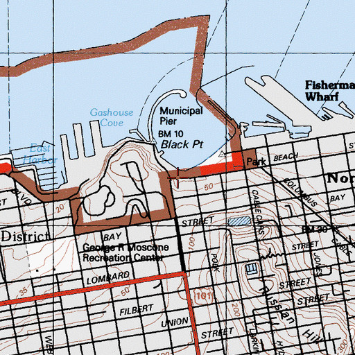 Topographic Map of National Maritime Museum, CA