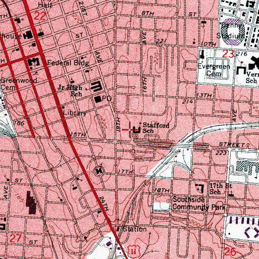 Topographic Map of Stafford Global Studies Center (historical), AL