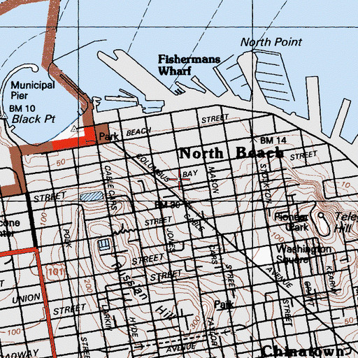 Topographic Map of North Point Public Housing, CA