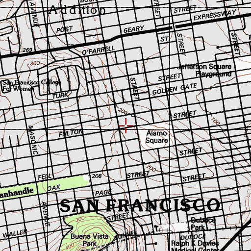 Topographic Map of Old Holy Virgin Russian Orthodox Cathedral, CA