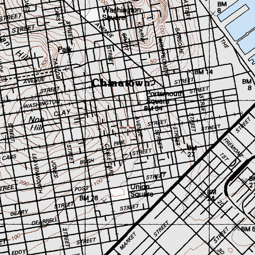 Topographic Map of Old Saint Marys Church, CA