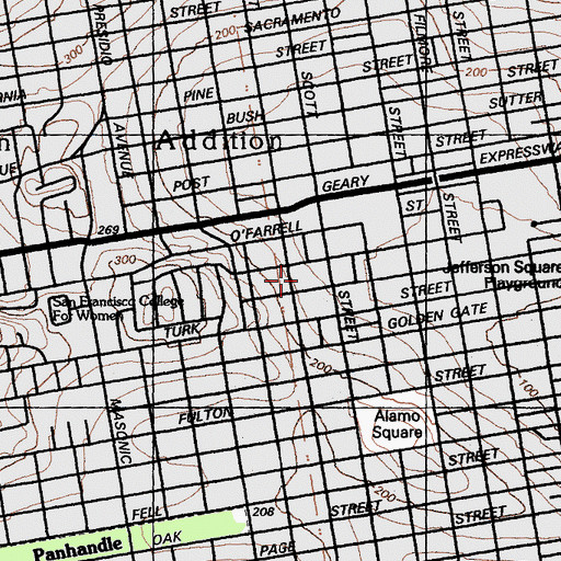 Topographic Map of Old Saint Patricks Church, CA