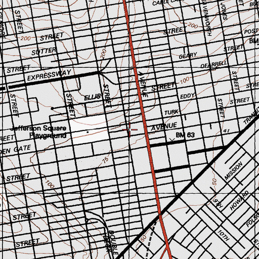 Topographic Map of Opera Plaza, CA