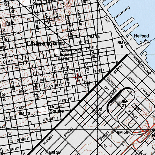 Topographic Map of Pacific Coast Stock Exchange, CA