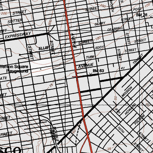 Topographic Map of Pioneer Hall, CA