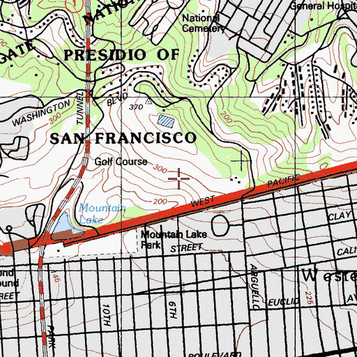 Topographic Map of Presidio Golf Links, CA