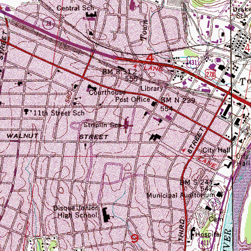 Topographic Map of Striplin Elementary School, AL
