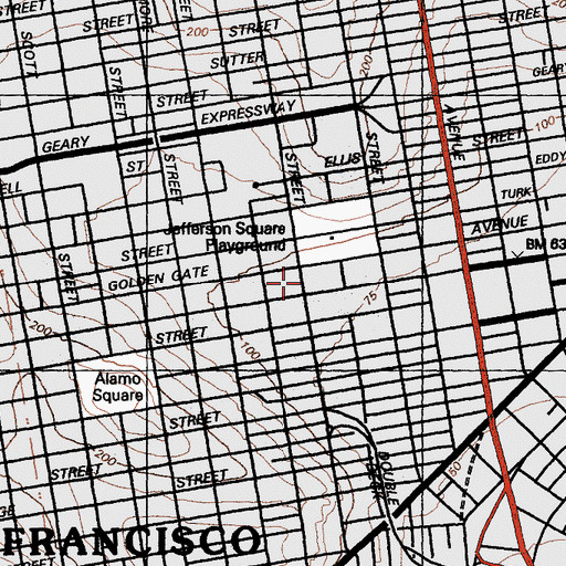 Topographic Map of Bethel African Methodist Episcopal Church, CA