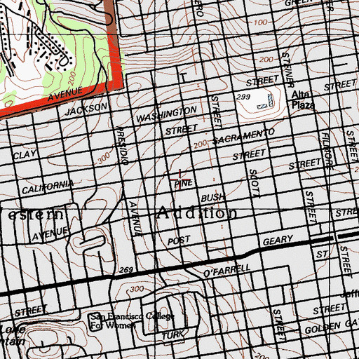 Topographic Map of Central Seventh Day Adventist Church, CA