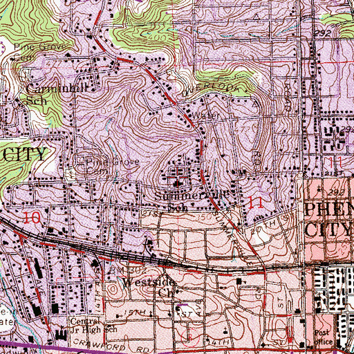 Topographic Map of Summerville Elementary School, AL