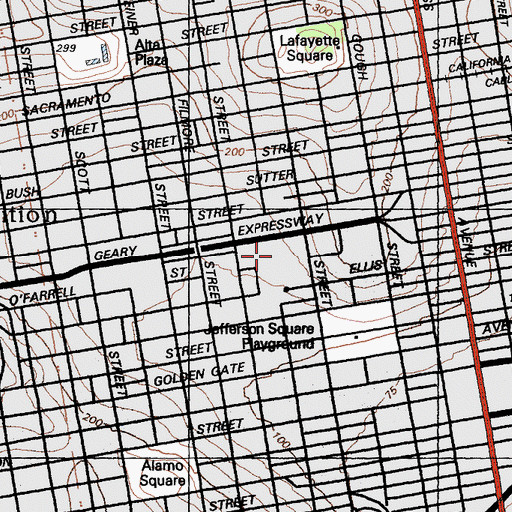 Topographic Map of Saint Francis Square, CA