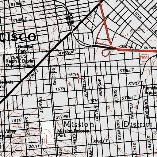 Topographic Map of Saint John the Evangelist Episcopal Church, CA
