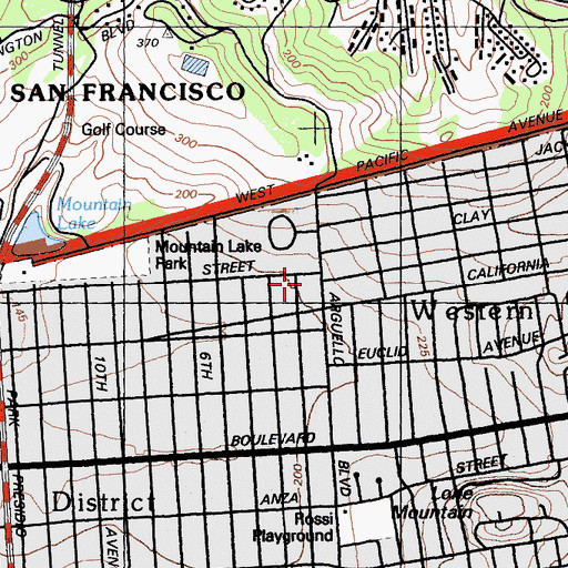 Topographic Map of Saint Johns Presbyterian Church, CA