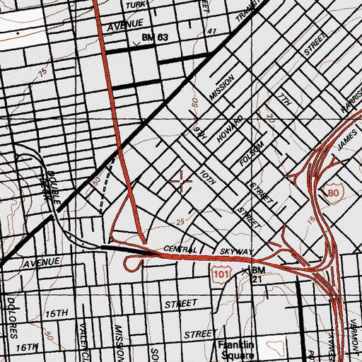 Topographic Map of Saint Josephs Roman Catholic Church, CA